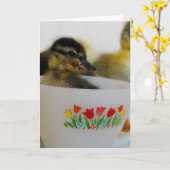 Ente in einem Teacup 2 Karte (Gelbe Blume)