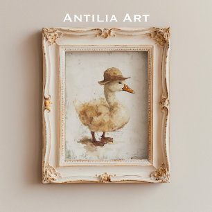 Ente in Hutmalerei Whimsical Duckling Rustikal Poster