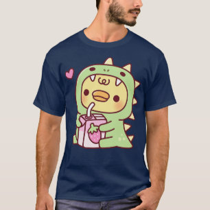 Ente in Niedlicher Dinosaurierküche mit Erdbeermil T-Shirt