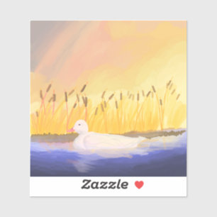 Ente in Pond bei Sonnenuntergang Aufkleber