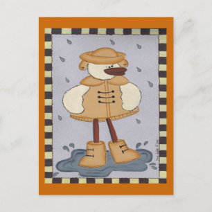 Ente in Regen Postkarte