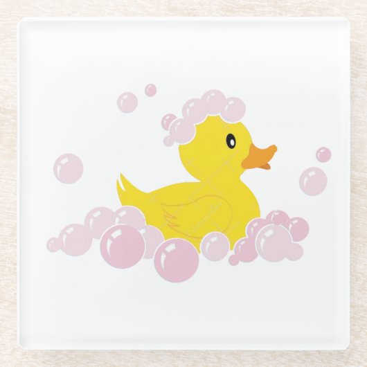 Ente in rosa Blasen Glasuntersetzer (Vorderseite)