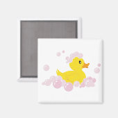 Ente in rosa Blasen Magnet (Vorderseite/Rückseite)