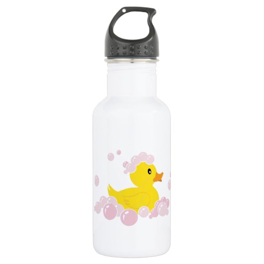 Ente in rosa Blasen Trinkflasche (Vorderseite)