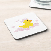 Ente in rosa Blasen Untersetzer (Linke Seite)