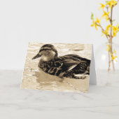 Ente in Sepia Karte (Gelbe Blume)