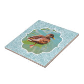 Ente in Wasser Aquamarin Fliese (Seite)