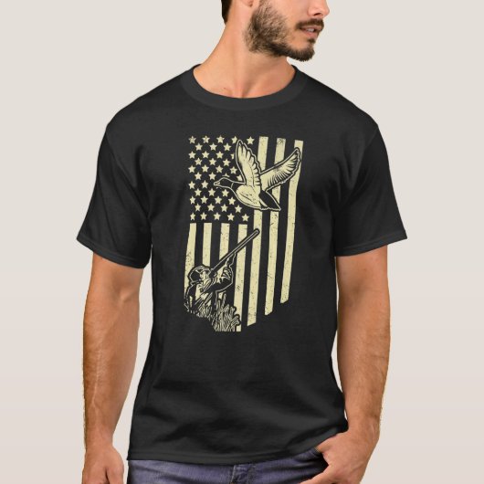 Ente Jagd Amerikanische Flagge Ente Hunter Bird Hu T-Shirt (Vorderseite)