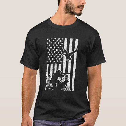 Ente Jagd auf die US-Flagge - Geflügel Gänse Spiel T-Shirt (Vorderseite)