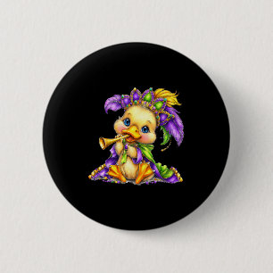 Ente Mardi Gras Nola Maske Perlen Niedlich Kinder  Button