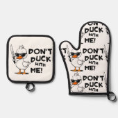 Ente mich nicht sarkastisch. ofenhandschuh & Topflappen-Set (Vorderseite)