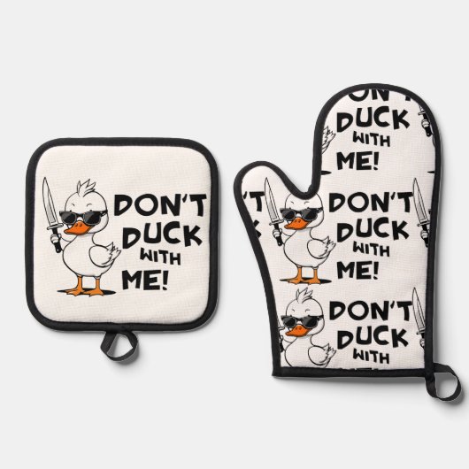 Ente mich nicht sarkastisch. ofenhandschuh & Topflappen-Set (Vorderseite)