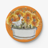 Ente mit Blume und Containerdesign Pappteller (Vorderseite)