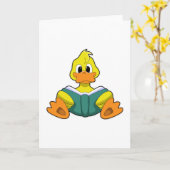 Ente mit Buch Karte (Gelbe Blume)