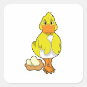 Ente mit Eiern Quadratischer Aufkleber (Vorderseite)