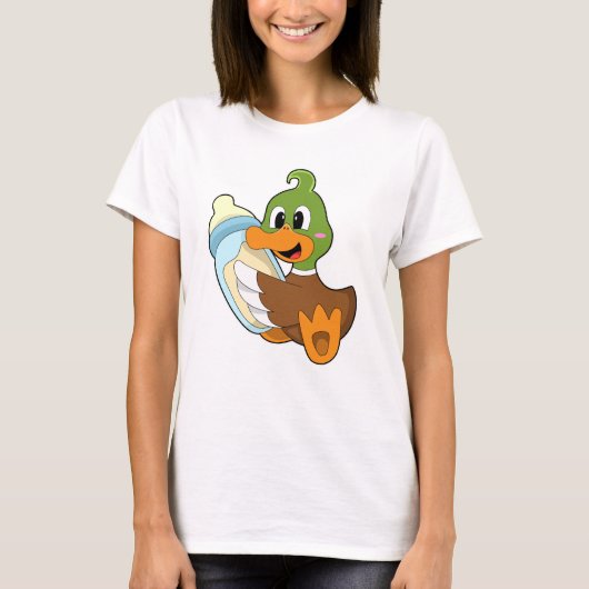 Ente mit Flasche Milch T-Shirt (Vorderseite)