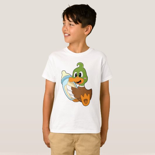 Ente mit Flasche Milch T-Shirt (Vorne ganz)