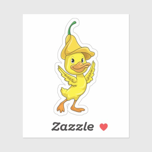 Ente mit gelber Glockenkappe Aufkleber (Blatt)