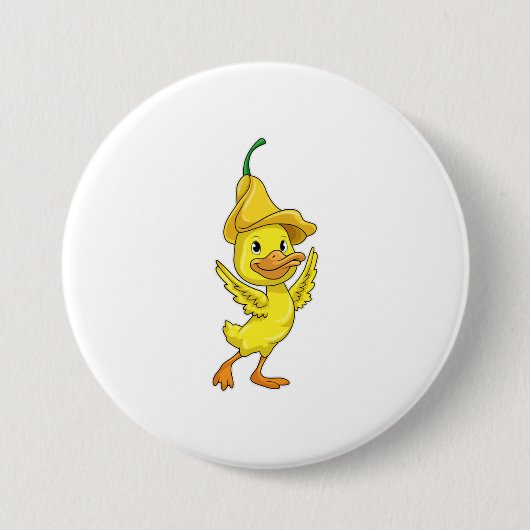 Ente mit gelber Glockenkappe Button (Vorderseite)