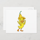 Ente mit gelber Glockenkappe Postkarte (Vorne/Hinten)
