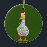 Ente mit Hat Lights Weihnachten Keramik Ornament<br><div class="desc">Ente mit Hat Lights Weihnachten</div>