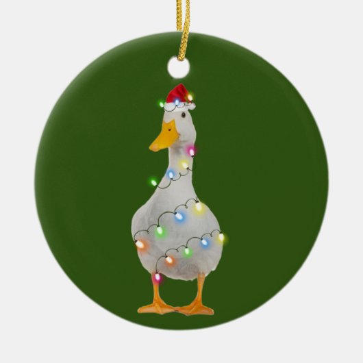 Ente mit Hat Lights Weihnachten Keramik Ornament (Vorne)