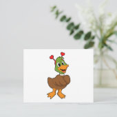 Ente mit Heart-Headband Postkarte (Stehend Vorderseite)
