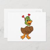 Ente mit Heart-Headband Postkarte (Vorne/Hinten)