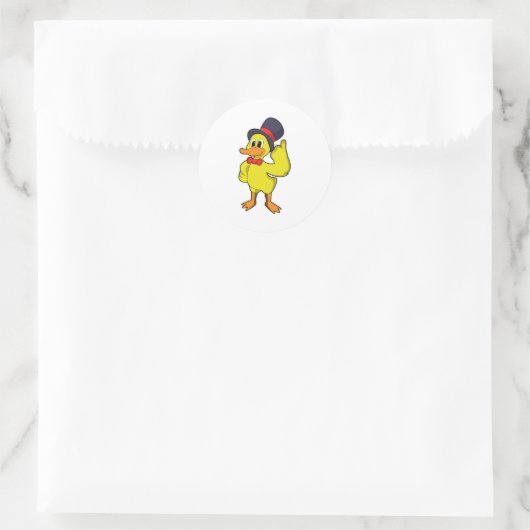 Ente mit Hut Runder Aufkleber (Tasche)