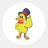 Ente mit Hut Runder Aufkleber (Vorderseite)