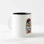 Ente mit Hut Zweifarbige Tasse (Vorderseite Links)