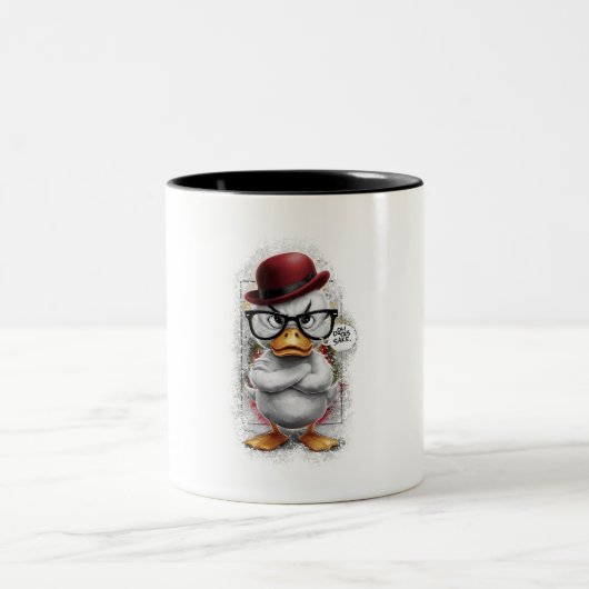 Ente mit Hut Zweifarbige Tasse (Mittel)