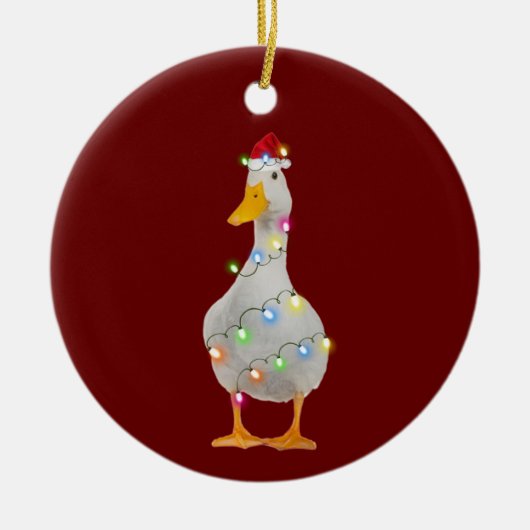 Ente mit Hutschuh Weihnachten Keramik Ornament (Vorne)