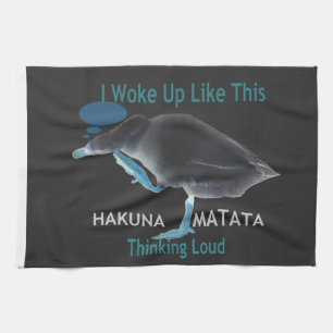 Ente mit Ich wachte so auf & Hakuna Matata Text Geschirrtuch