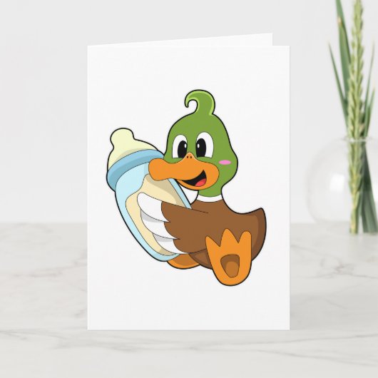 Ente mit Milchflasche Karte (Vorderseite)