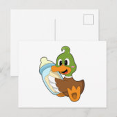 Ente mit Milchflasche Postkarte (Vorne/Hinten)