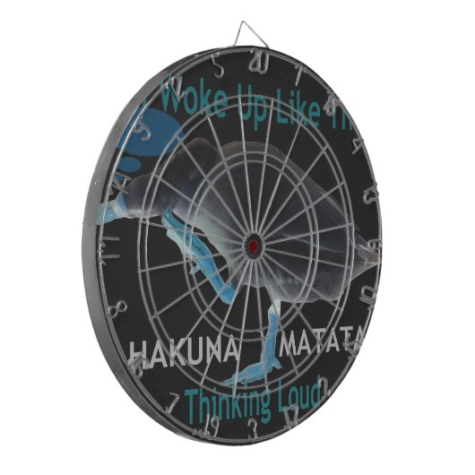 Ente mit mir Weckte so auf und Hakuna Matata Text Dartscheibe (Vorderseite Links)