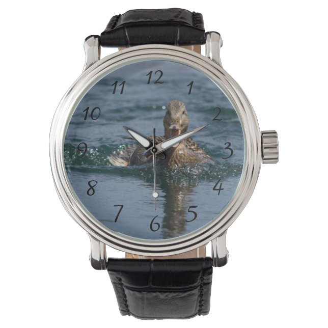 Ente mit Schnabel offen Armbanduhr (Vorderseite)