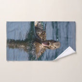 Ente mit Schnabel offen Badhandtuch Set (Handtuch)