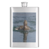 Ente mit Schnabel offen Flachmann (Vorderseite)