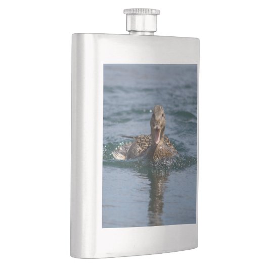 Ente mit Schnabel offen Flachmann (Rechts)