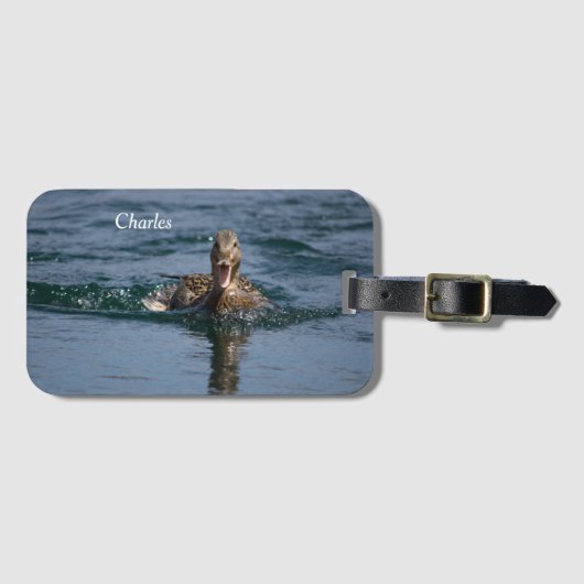 Ente mit Schnabel offen Gepäckanhänger (Vorderseite (Horizontal))