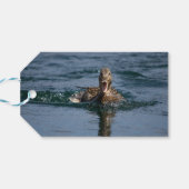 Ente mit Schnabel offen Geschenkanhänger (Rückseite Horizontal)