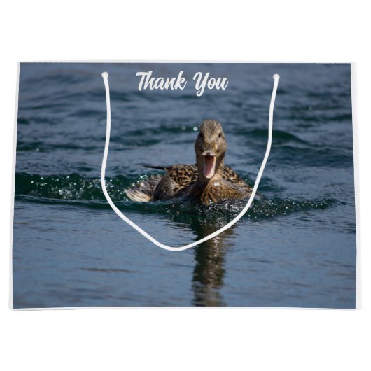 Ente mit Schnabel offen Große Geschenktüte (Vorderseite)