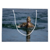 Ente mit Schnabel offen Große Geschenktüte (Rückseite)
