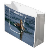 Ente mit Schnabel offen Große Geschenktüte (Vorderseite Schrägansicht)