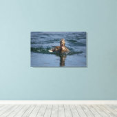 Ente mit Schnabel offen Leinwanddruck (Insitu (Holzboden))