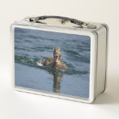 Ente mit Schnabel offen Metall Brotdose (Rückseite)