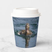 Ente mit Schnabel offen Pappbecher (Vorderseite)