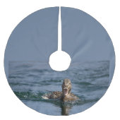 Ente mit Schnabel offen Polyester Weihnachtsbaumdecke (Vorderseite)